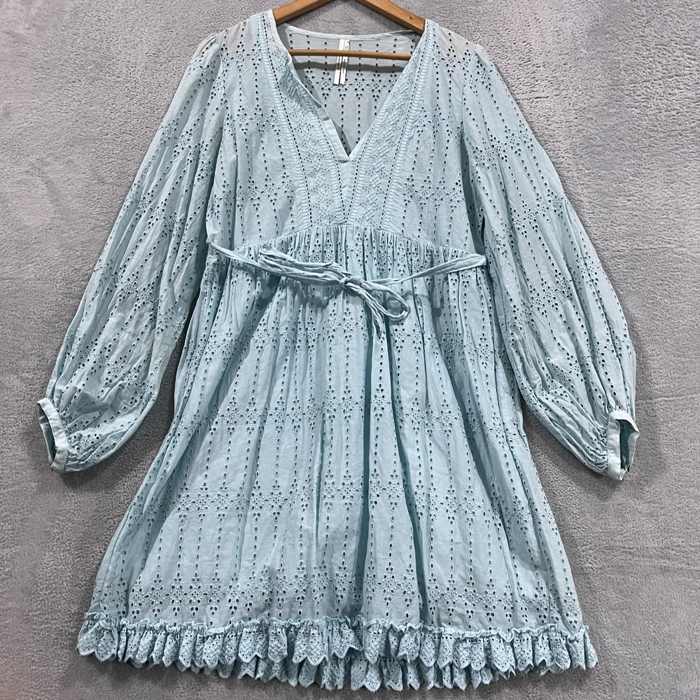 Anthropologie Dress Womens 8 Eyelet Belted Boho Fairy‎ Whimsigoth Hippie